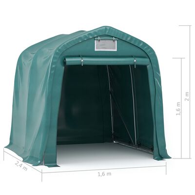 vidaXL Carpa garaje de almacenamiento PVC verde 1,6x2,4 m