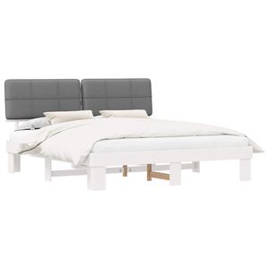 vidaXL Estructura de Cama con Cabecera Tapizada Gris Claro