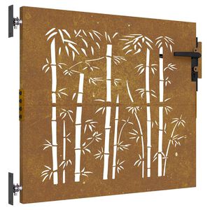 vidaXL Puerta de jard&iacute;n acero corten dise&ntilde;o bamb&uacute; 85x75 cm
