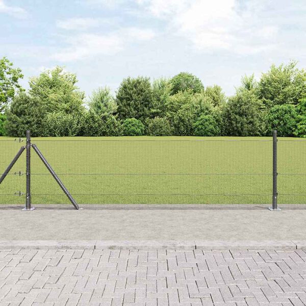 vidaXL Poste de Valla Gris 25 x 0,4 m (malla de 12 x 12 mm)