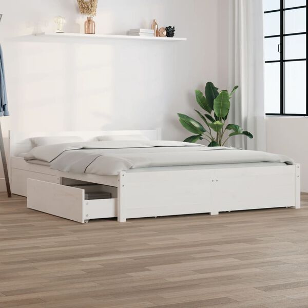 vidaXL Estructura de cama con cajones blanco 140x200 cm