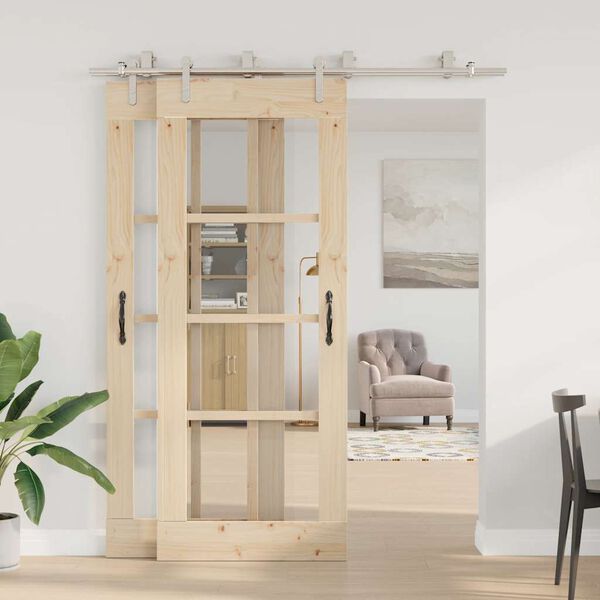 vidaXL Kit de herrajes para puerta corredera 183 cm acero plateado