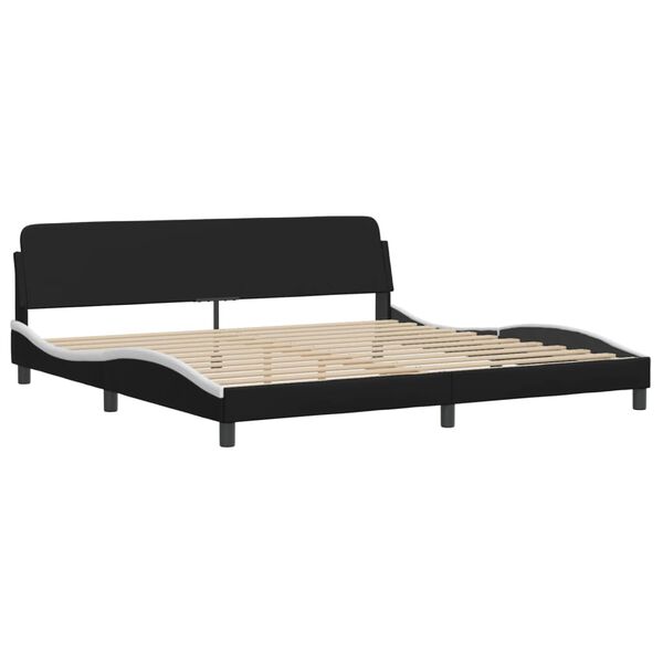 vidaXL Cama Viana con colch&oacute;n cuero sint&eacute;tico negro y blanco 200x200 cm
