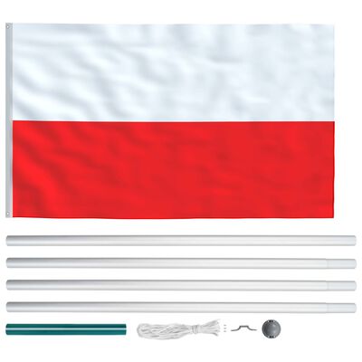 vidaXL Bandera de Polonia y mástil de aluminio 6,2 m