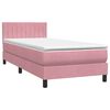 vidaXL Cama box spring con colch&oacute;n terciopelo rosa 100x220 cm