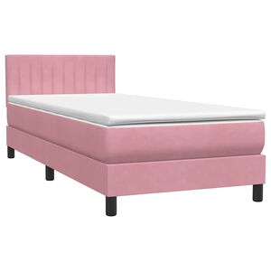 vidaXL Cama box spring con colch&oacute;n terciopelo rosa 100x220 cm