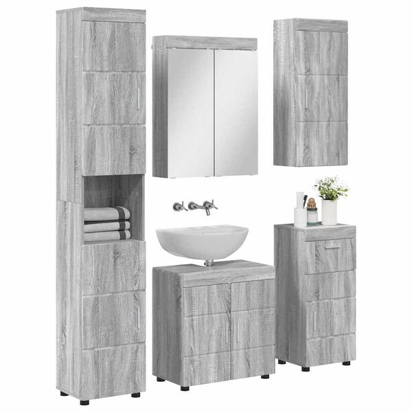 vidaXL Juego de muebles de ba&ntilde;o TULUM Gris Sonoma Madera de ingenier&iacute;a