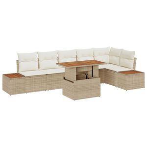 vidaXL Conjunto de Comedor de Jard&iacute;n con coj&iacute;n 7 pcs Beige y Crema