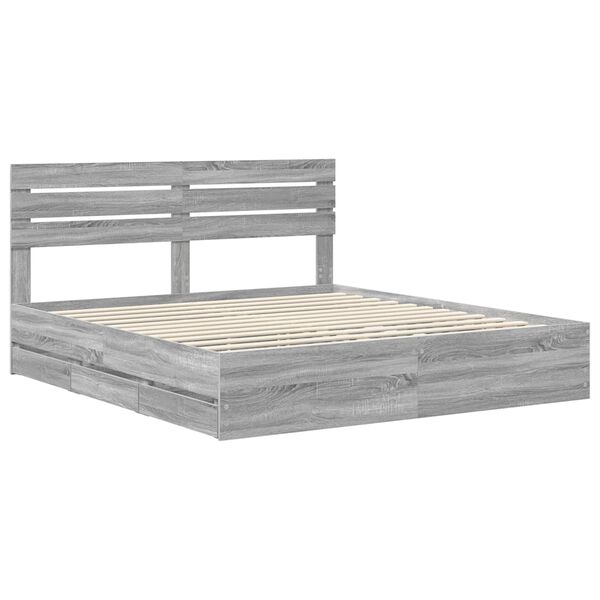 vidaXL Estructura de cama Gris Sonoma 200 x 200 cm Madera Ingenieril