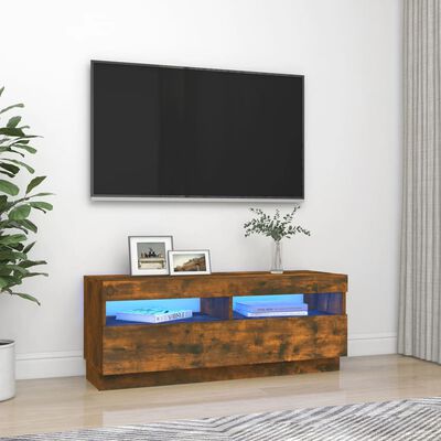vidaXL Mueble de TV con luces LED roble ahumado 100x35x40 cm