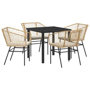 vidaXL Conjunto de Comedor de Jard&iacute;n 5 pcs Marr&oacute;n rat&aacute;n sint&eacute;tico