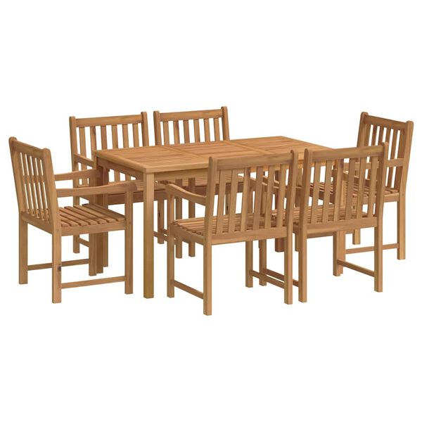 vidaXL Conjunto de comedor de jard&iacute;n de 7 piezas, 140 x 80 cm, madera maciza de teca