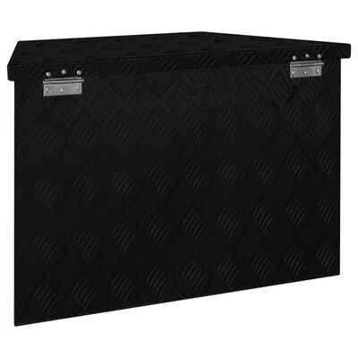 vidaXL Caja de aluminio forma trapezoide negra 70x24x42 cm