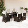 vidaXL Set comedor de jard&iacute;n 7 pzas con cojines rat&aacute;n sint&eacute;tico marr&oacute;n