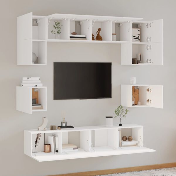 vidaXL Set de muebles para TV 8 piezas madera contrachapada blanco