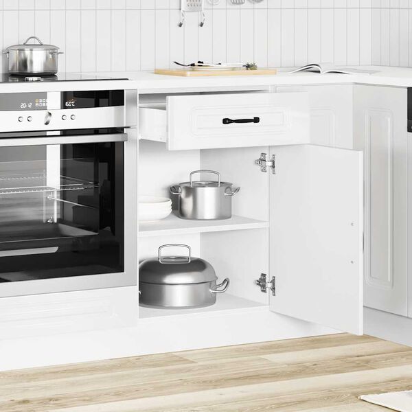 vidaXL Mueble bajo cocina Kalmar madera ingenier&iacute;a blanca alto brillo