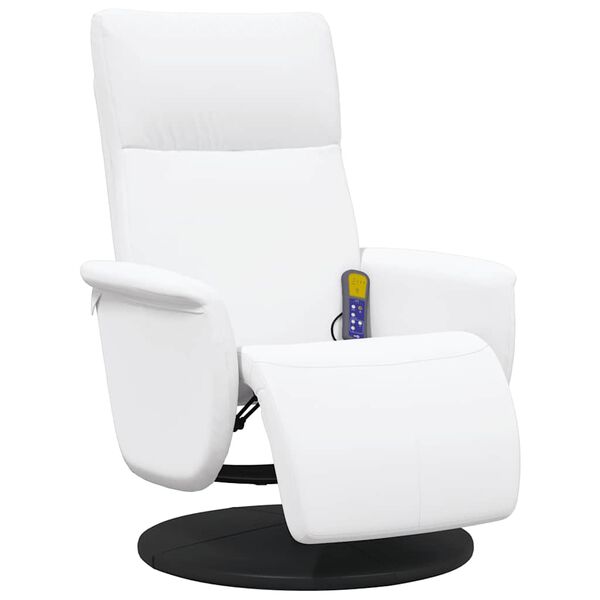 vidaXL Sill&oacute;n reclinable masaje con reposapi&eacute;s cuero sint&eacute;tico blanco