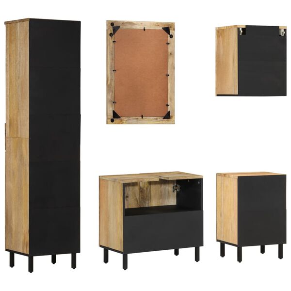 vidaXL Conjunto de muebles de ba&ntilde;o 5 piezas madera maciza de mango