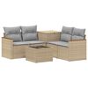 vidaXL Juego de Sof&aacute; 6 uds. Beige y Gris Claro Rat&aacute;n sint&eacute;tico y acero