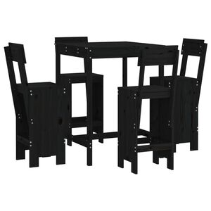 vidaXL Set de mesa y taburetes altos jard&iacute;n 5 piezas madera pino negro