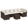 vidaXL Conjunto de sof&aacute; de jard&iacute;n 8 uds. Marr&oacute;n rat&aacute;n sint&eacute;tico
