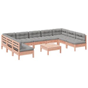 vidaXL Set de sof&aacute;s de jard&iacute;n 10 pzas con cojines madera abeto Douglas