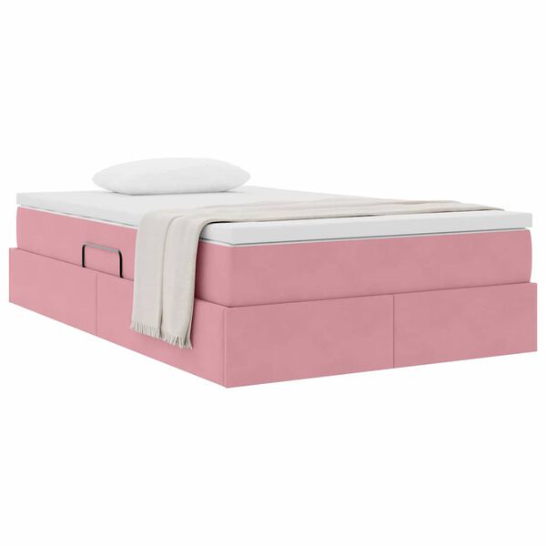 vidaXL Cama con almacenamiento y colch&oacute;n Rosa 120 x 200 cm Terciopelo