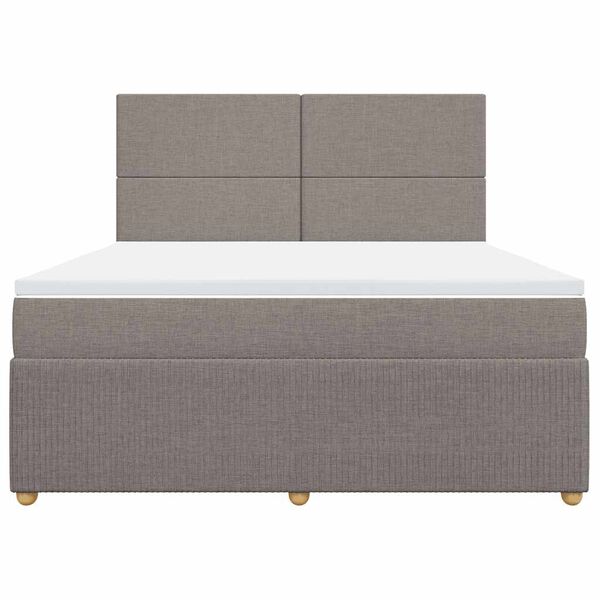 vidaXL Cama box spring con colch&oacute;n tela gris taupe 180x200 cm