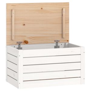 vidaXL Caja de almacenaje madera maciza de pino blanco 59,5x36,5x33 cm