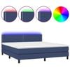 vidaXL Cama box spring colch&oacute;n y luces LED tela azul 180x200 cm
