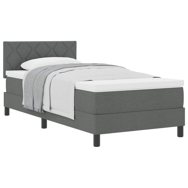 vidaXL Cama tipo Box Spring con colch&oacute;n Gris oscuro 90 x 200 cm tela