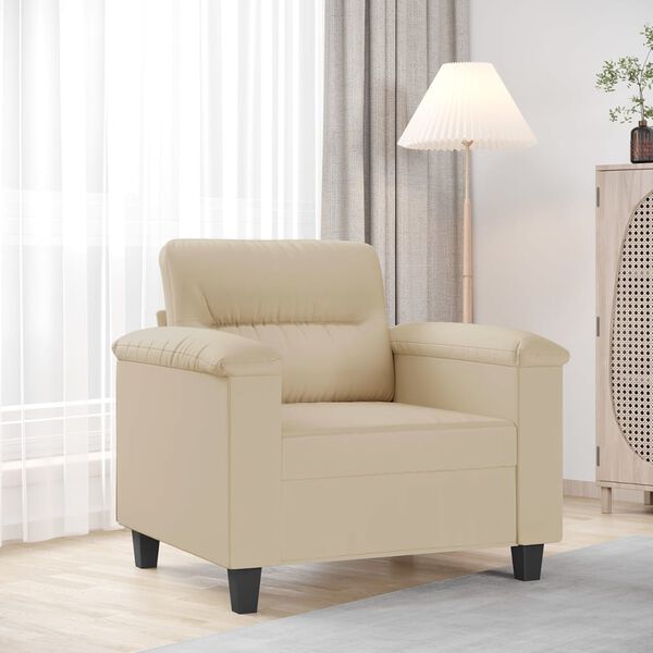 vidaXL Sill&oacute;n de tela de microfibra color crema 60 cm
