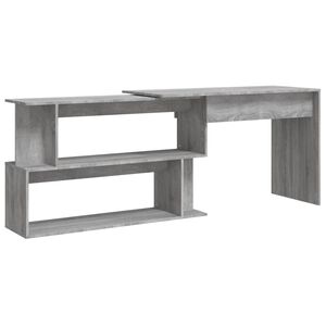 vidaXL Escritorio esquina madera contrachapada gris Sonoma 200x50x76cm