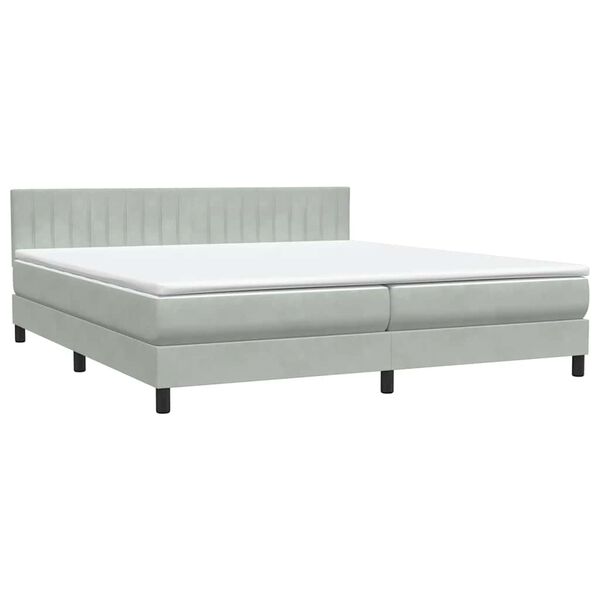vidaXL Cama box spring con colch&oacute;n terciopelo gris claro 180x210 cm