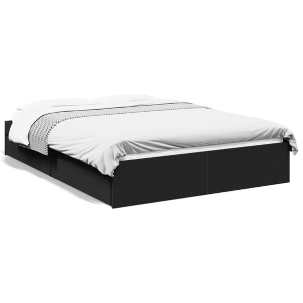 vidaXL Cama con cajones madera de ingenier&iacute;a negro 140x200 cm