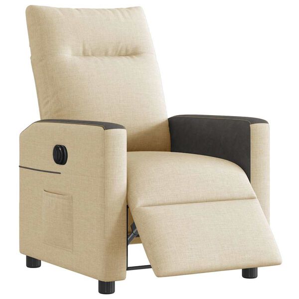 vidaXL Sill&oacute;n reclinable el&eacute;ctrico de tela crema
