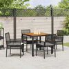 vidaXL Conjunto de Comedor de Jard&iacute;n 5 pcs Negro rat&aacute;n sint&eacute;tico
