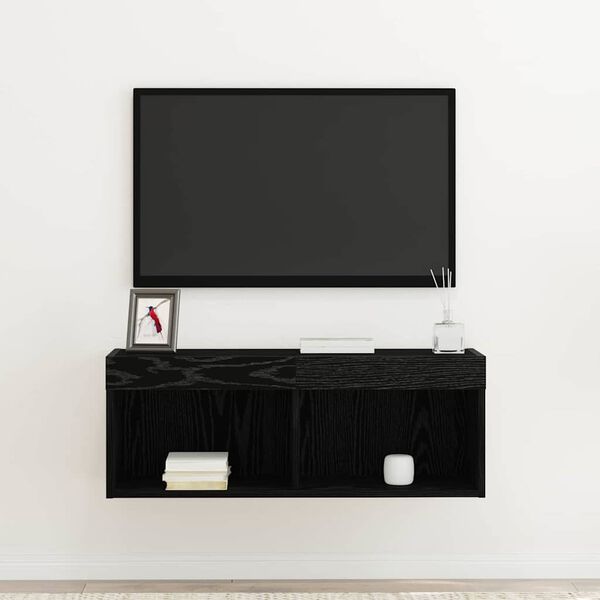 vidaXL Conjunto de mueble de TV Roble Negro 80 x 30 x 30 cm
