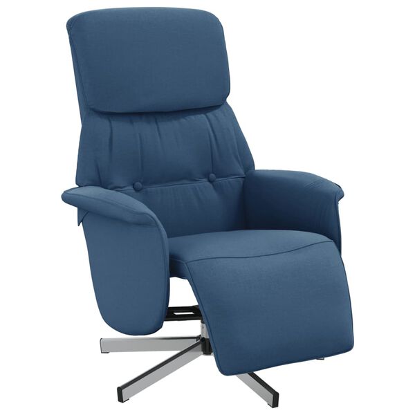 vidaXL Sill&oacute;n reclinable con reposapi&eacute;s tela azul