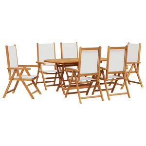 vidaXL Conjunto de Comedor de Jardín 7 pcs Blanco crema