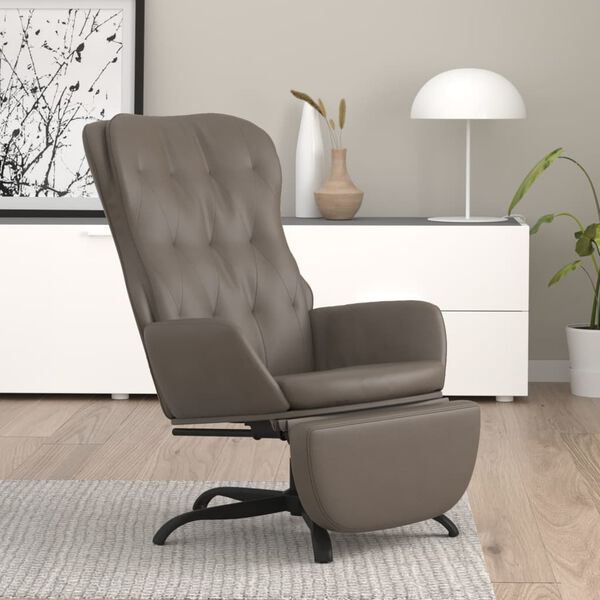 vidaXL Sill&oacute;n de relax y reposapi&eacute;s cuero artificial gris antracita
