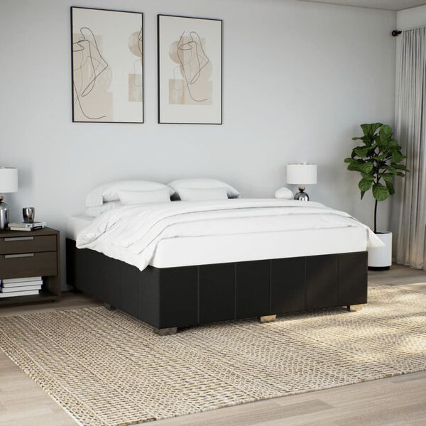 vidaXL Cama sin colch&oacute;n tela negro 200x200 cm