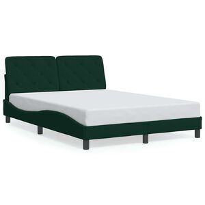 vidaXL Estructura cama sin colch&oacute;n terciopelo verde oscuro 120x200 cm