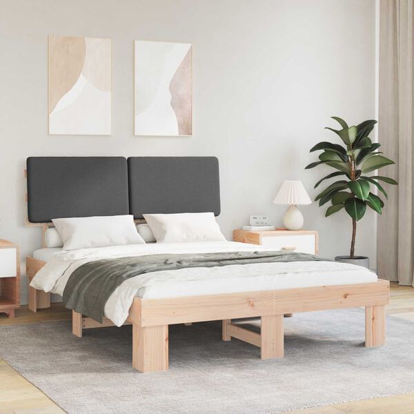 vidaXL Estructura de Cama con Cabecera Tapizada Gris oscuro