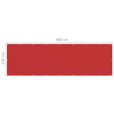 vidaXL Toldo para balcón HDPE rojo 120x400 cm