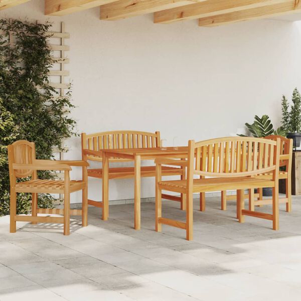 vidaXL Juego de comedor para jard&iacute;n 5 piezas madera maciza de teca