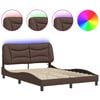 vidaXL Estructura de cama con LED sin colch&oacute;n Hvar marr&oacute;n 140x200 cm