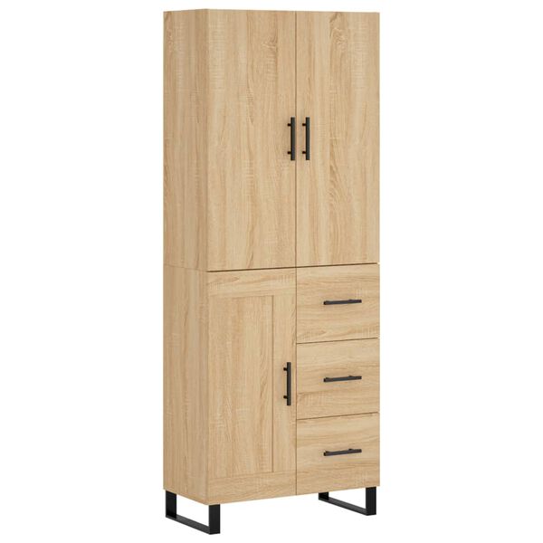 vidaXL Aparador alto madera contrachapada color roble 69,5x34x180 cm