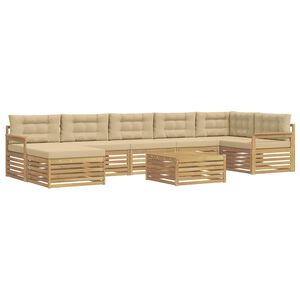 vidaXL Conjunto de sof&aacute;s de exterior con coj&iacute;n 8 pcs y Beige