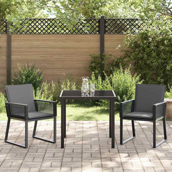 vidaXL Conjunto de Comedor de Jard&iacute;n 3 pcs Negro